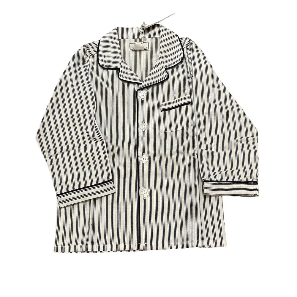 Petite Plume Kids' Ticking Stripe Pajama Set Navy French Size 8 New